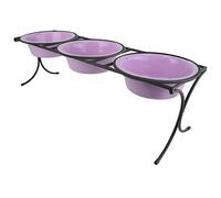Platinum Pets 12 Tasse Bistro Triple surélevé Mangeoire en Acier Inoxydable avec Large cer ols, Sweet Lilas