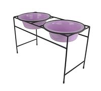Platinum Pets Mangeoire Double Moderne avec gamelles en Acier Inoxydable pour Chien, Taille L, Lilas Doux