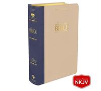 Platinum Remnant Study Bible NKJV - LARGE Print (Genuine Top-grain Leather Blue and Taupe)