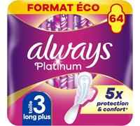 Platinum Serviettes Hygiéniques,Taille 3,Day & Night,64 Serviettes Avec Ailettes,Flux Abondants Jour Et Nuit,Format Eco,Douces Et Flexibles,Super Absorbantes Et Ultra Fines