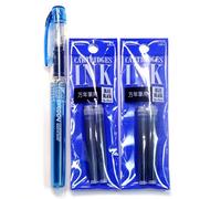 Platinum Stylo plume Preppy, pointe fine, bleu noir (PSQ-300#3) + cartouches d'encre SPN-100A#3 (Bleu Noir) Set (importé du Japon) [Emballage d'origine Komainu-Dou]