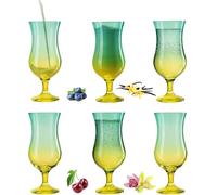 PLATINUX Lot de 6 verres à cocktail vert/jaune 400 ml - Verres à long drink - Verres de fête Hurricane