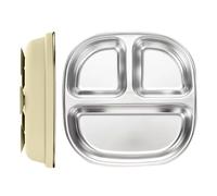 Plato De Acero Inoxidable Para Niños Con Tapa - Platos De Acero Inoxidable Para Niños | Platos Infantiles Para Cena Vajilla Infantil Bandeja Para Bebés Y Pequeños | Vajilla Reutilizable Antideslizante