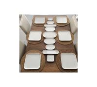 Plato Servis 15 Pièces Ensemble de Petit-Déjeuner et Service de Table en Céramique Blanc Carré Moderne pour 6 Personnes
