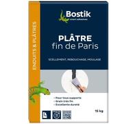 Bostik Plâtre fin de Paris – Prise rapide 10 minutes – Blanc 15 kg