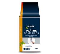 Bostik - Plâtre Fin de Paris - Scellement, Rebouchage, Moulage - Intérieur - Tous Supports - Prise Rapide - Couleur : Blanc - 1 Boîte Carton 5 kg