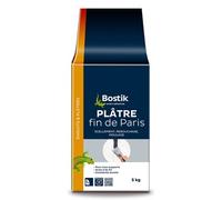 Bostik - Plâtre Fin de Paris - Scellement, Rebouchage, Moulage - Intérieur - Tous Supports - Prise Rapide - Couleur : Blanc - 1 Boîte Carton 5 kg