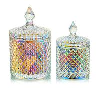 Plats à bonbons avec couvercles - Bocaux colorés en verre pour bonbons, buffet, plats décoratifs pour fête, mariage, farine de pothecaire, taille S + L