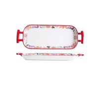 Plats à Four Plat de Cuisson Bol de Cuisson en Céramique Rectangulaire Double Oreille Four à Micro-Ondes Domestique Four Vapeur Double Oreille Plat de Cuisson de Riz Cuit Plat a Gratin(32.2cm)
