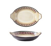 Plats à four pour cocotte Grand plat de cuisine ovale en céramique nordique profonde à double oreille for usage domestique