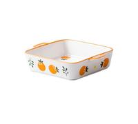 Plats à four pour cocotte Plat de cuisson en céramique, four spécial, rectangulaire, Double oreilles, plat for Spaghetti(Orange,800ml)