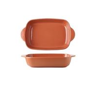 Plats à four pour cocotte Plat de cuisson for riz cuit au fromage, four, ustensiles spéciaux, bol en céramique, assiette rectangulaire à Double oreille for micro-ondes(Red,11inches)