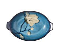 Plats à four pour cocotte Plat de cuisson nordique en céramique à double oreille, 5, cm profondeur, for usage domestique, grand plat cuisine ovale