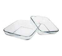 Plats Culinaires - Secret de Gourmet - Lot de 2 - Verre Borosilicate - Transparent - 22x22cm et 28x28cm