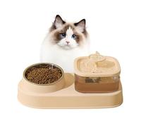 Plats de chats pour la nourriture et l'eau, Station d'alimentation des chats, Bowl d'eau de chat de grande capacité Cat, Séparation sèche et humide alimentation lente pour les ménages multiples extéri