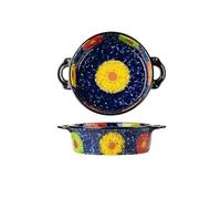 Plats de cuisson Cocotte multifonctionnelle de grande capacité 950 ml, plat cuisson rond en céramique à double oreille for four vintage