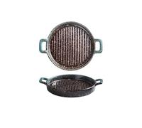 Plats de cuisson Plaque de cuisson en céramique à double anse, style western, for micro-ondes et ustensiles, 25,5 x 21 x 4 cm(Green)