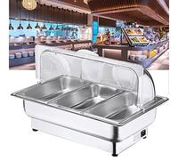 Plats de frottement électriques en Acier Inoxydable pour Les buffets de fêtes 9L 13L Buffet Commercial R avec Couverture Contrôle de température réglable pour Garder Les Aliments au Chaud pour Un