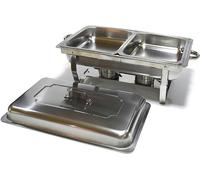 Plats de frottement en acier inoxydable rectangulaires Set S Buffet Rs et réchauffeurs avec des plateaux d'alcool et des plateaux d'eau pour les événements de restauration, Double Grids-4200G