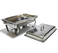 Plats de frottement en acier inoxydable rectangulaires Set S Buffet Rs et réchauffeurs avec des plateaux d'alcool et des plateaux d'eau pour les événements de restauration, Grids unique-3800G