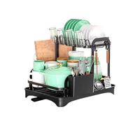 Plats De Pour Cuisiner | Organisateur De Lavello Avec Porte-porte | Grille Compacte Avec Plateau Pour Tasses, Couverts, Assiettes, Bols | Idéal Pour L'organisation De La Cuisine, La Maison, Le R