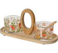 Plats de service avec plateau 23x9cm verre bambou Set