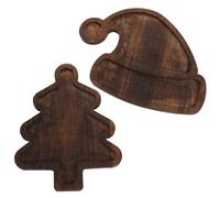 Plats de service de Noël, arbre Noël en bois 2pcs ＆ Plat bonbons en forme chapeau Père, plateau serve plateau pour la charcuterie fromage fruit | plateaux décoratifs