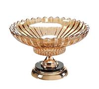 plats de service de noël， Petit bol en céramique et verre de cristal, socle en métal en forme de fleur, pièce maîtresse décorative, assiette de service for fruits secs, noix, bonbons, collations