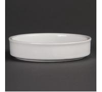 Plats empilables en porcelaine blanche Olympia 102 mm - Boite de 6