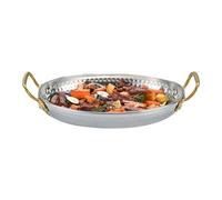 Plats en acier inoxydable - Assiette à dîner avec poignées | Plateau en acier inoxydable qui passe au micro-ondes pour la cuisson de la viande, des fruits de mer, des apéritifs, un restaurant à la