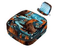 Platypus-1304 Sac de rangement pour serviettes hygiéniques, poche pour tasse menstruelle portable, sac de première période pour femmes et filles, sac à main rembourré avec fermeture éclair