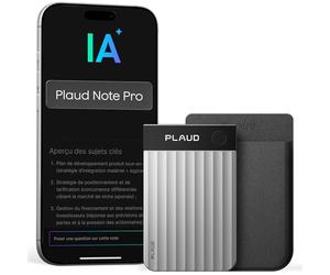 Plaud Note Pro Enregistreur Vocal IA Dictaphone avec Transcription Argent | Résumé IA Saisie multimodale Jusqu’à 50h d’Enregistrement Teams Conçu pour Conférences Réunions Appels Étui Inclus
