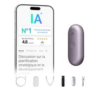 Plaud NotePin S Enregistreur Vocal IA avec Bouton Tactile Prise de Notes IA Transcription Résumé IA Dictaphone Enregistreur Numérique pour Réunions et Interviews avec 4 Accessoires Violet