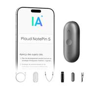 Plaud NotePin S Enregistreur Vocal IA avec Bouton Tactile Prise de Notes IA Transcription Résumé IA Dictaphone Enregistreur Numérique pour Réunions et Interviews avec 4 Accessoires Gris