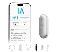 Plaud NotePin S Enregistreur Vocal IA avec kit, Contrôle d'application, Prise en Charge de la Transcription et du résumé IA 112 Langues, 64 Go Enregistreur Audio pour réunions, Gris
