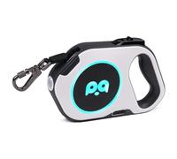 Plawee Laisse Rétractable pour Chien avec Lumière LED Rechargeable - en Nylon Solide de 16 Pieds pour Les Promenades Nocturnes Jusqu'à 88 LB pour Animaux de Compagnie Blanc Facile à Utiliser