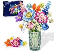 Plaxsoon Jouet de Construction Bouquet de Fleurs 888 pcs, Collection Botanique, Plante d'Intérieur, Décoration de Fleurs Artificielles, Cadeau