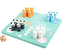 PLAY-11474 Amusants Animaux De Saut En Bois, 4 Animaux Mignons À Pousser Vers Le Bas Sautent Joyeusement Dans L'Air