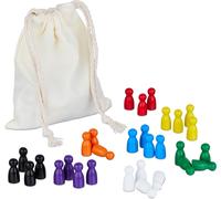 Play-160 Pions De Jeux De Société, 8 Couleurs, En Bois, Avec Pochette En Tissu, Pour Les Petites Chevaux, Colorés
