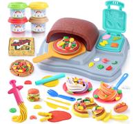 Play 2 en 1 Pate à Modeler pour EnfantsDIY Pâte à ModelerMachine à Glace et Machine à Pizza37 Pcs Pate a Modeler Kit avec Machine à pâtesPâte à Modeler pour Enfants Fille Garçon 3+ Ans