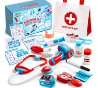 Play-Act Malette Docteur Enfant,avec stéthoscope réaliste, seringue, Thermomètre Infrarouge Malette Docteur Enfant Jouet,Jouet d'Imitation dès 3 Ans