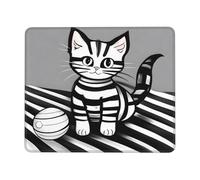 Play Ball Kitty Tapis de souris carré imperméable et antidérapant en caoutchouc pour ordinateur portable de bureau, ordinateur portable, maison, bureau, voyage 17,8 x 21,8 cm