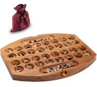 Play-Bao-Hus-Kalaha-Petit Jeu De Voyage Pour Les Déplacements-30cm De Long-Jeu De Pierres Précieuses-Ovale En Bois De Samena