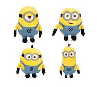 Play by Play Minions - Figurines et doudous en peluche de 20 cm : Bob, Otto, Kevin, Stuart et Dave - Différentes éditions et tailles au choix (lot de 4 Minions 20-22 cm)