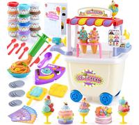 PLAY Camion de Glaces Pate A Modeler pour Enfants - Accessoire Pate A Modeler Kit Pate A Modeler Enfant 3 Ans, Pâte À Modeler avec 12 Pots et 50 Accessoires, Plasticine Jouet Enfant