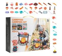 Play Campfire Sets, Children Camping Toys, 13.98x10.04x3.74 inches Educational STEM Kit, Realistic Pretend Playing Design, Lightweight Portable Pieces, Ideal for Indoor, Outdoor, Travel Fun