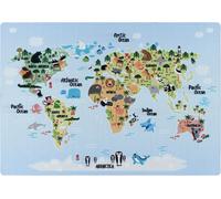 Play Carte du monde antidérapant tapis de jeu chambre d'enfant poils court bouclé rectangle 80x120cm bleu