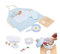 Play Cooking Set, Compact Wooden Pretend Accessories Kit, Educational Kitchen Learning Toys, Imaginative Preschool Tool, Interactive Toddler Gift for Boys Girls Ages 3+