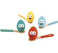 PLAY-Course Aux ?ufs-Jeu D'Adresse-4 Cuillères Et 4 ?ufs En Bois-Dextérité Et Equilibre-Certifié Fsc-Peinture À L'Eau-Dès 3 Ans, J07729