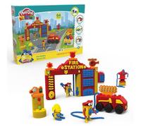 PLAY-DOH BLOCKS, Construction et création, Pompier, 64 pièces, Jouet pour enfants à partir de 3 ans